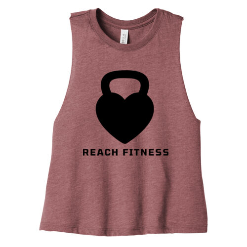 Women's Racerback Cropped Tank (Black Heart Kettlebell) Thumbnail